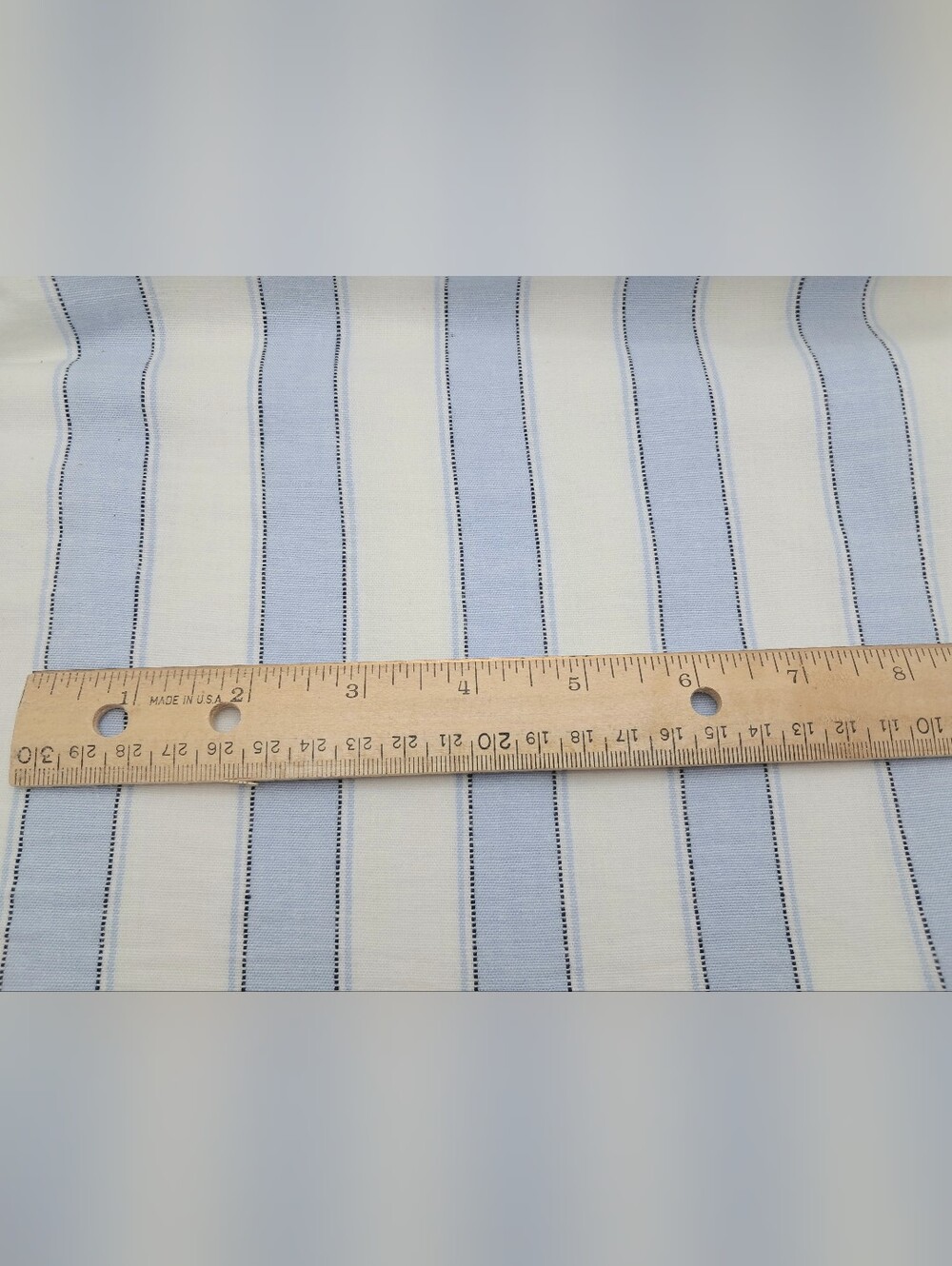 Vintage Woven Cotton Blue & White Striped Fabric Pin-Dot Accents Sewing Apparel - Picture 5 of 6
